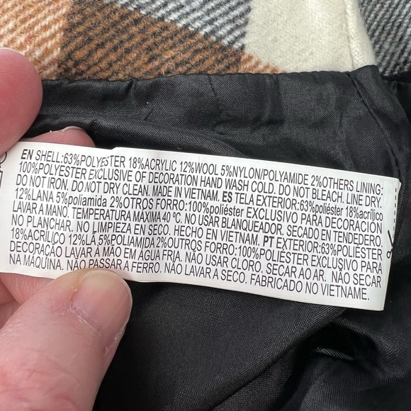 Forever 21 Wool Blend Plaid Mini Skirt Small Brown Button Detail Lined - Picture 6 of 9